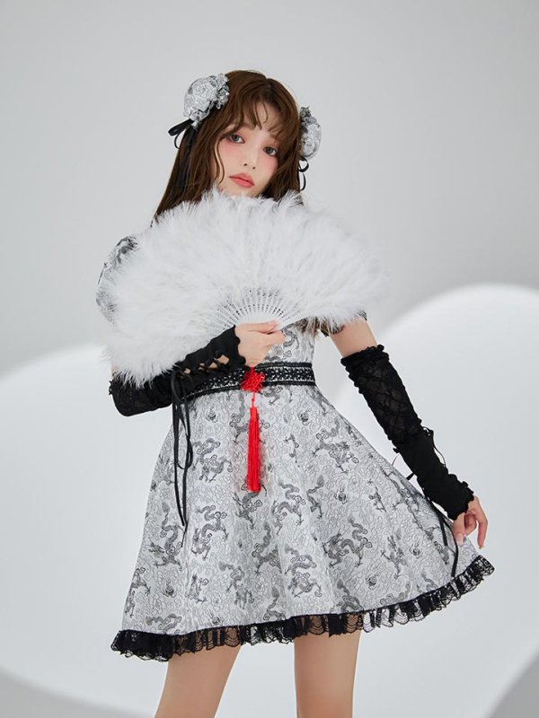 画像20: 【ハロウィン】アームウォーマー付きフレアスカートチャイナ 【コスプレ5点セット】 【S-XLサイズ/4カラー】[HC03] (20)