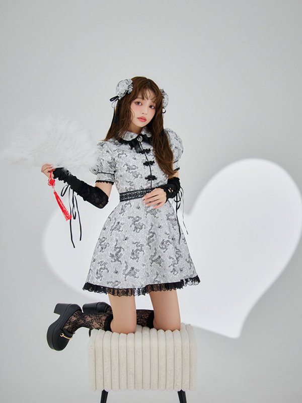 画像22: 【ハロウィン】アームウォーマー付きフレアスカートチャイナ 【コスプレ5点セット】 【S-XLサイズ/4カラー】[HC03] (22)