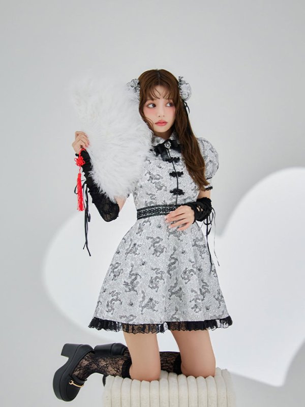 画像24: 【ハロウィン】アームウォーマー付きフレアスカートチャイナ 【コスプレ5点セット】 【S-XLサイズ/4カラー】[HC03] (24)