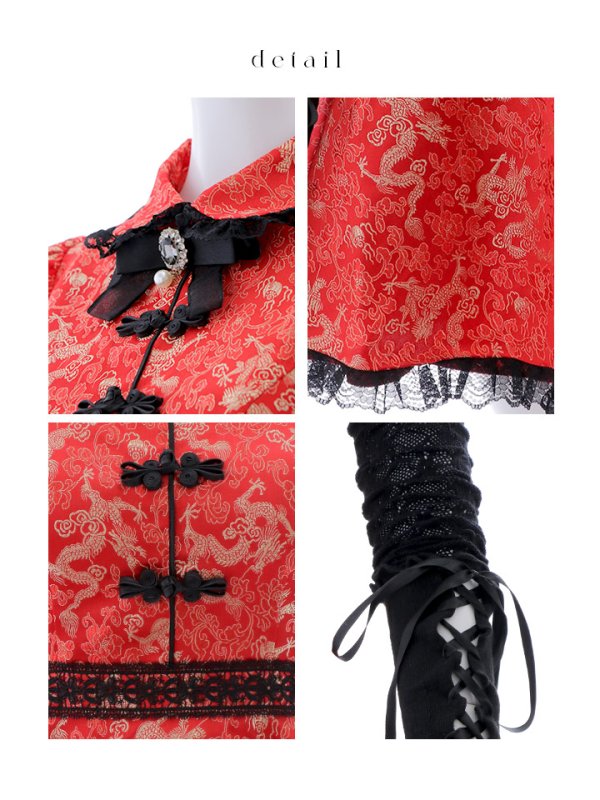 画像24: 【即日発送！】【ハロウィン】アームウォーマー付きフレアスカートチャイナ 【コスプレ5点セット】 【S-XLサイズ/２カラー】(SE01YN)[OF04] (24)