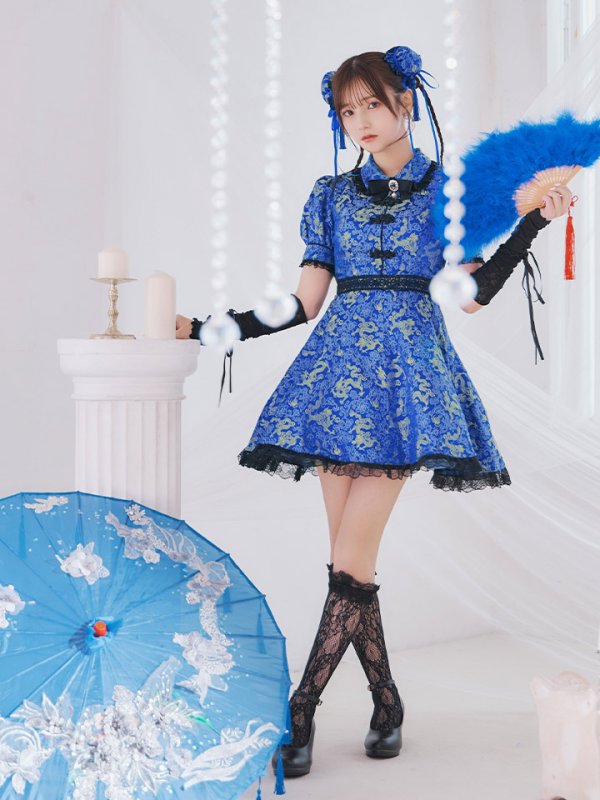 画像14: 【即日発送！】【ハロウィン】アームウォーマー付きフレアスカートチャイナ 【コスプレ5点セット】 【S-XLサイズ/２カラー】(SE01YN)[OF04] (14)