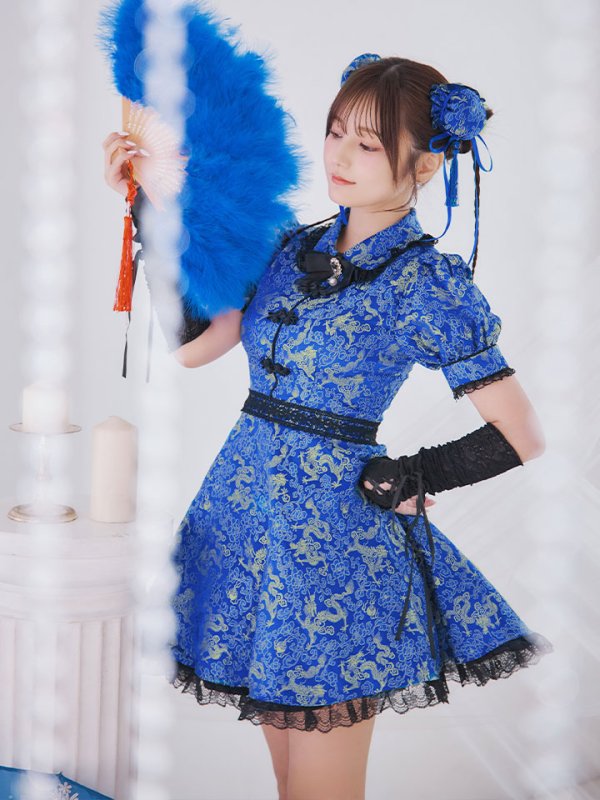 画像17: 【即日発送！】【ハロウィン】アームウォーマー付きフレアスカートチャイナ 【コスプレ5点セット】 【S-XLサイズ/２カラー】(SE01YN)[OF04] (17)