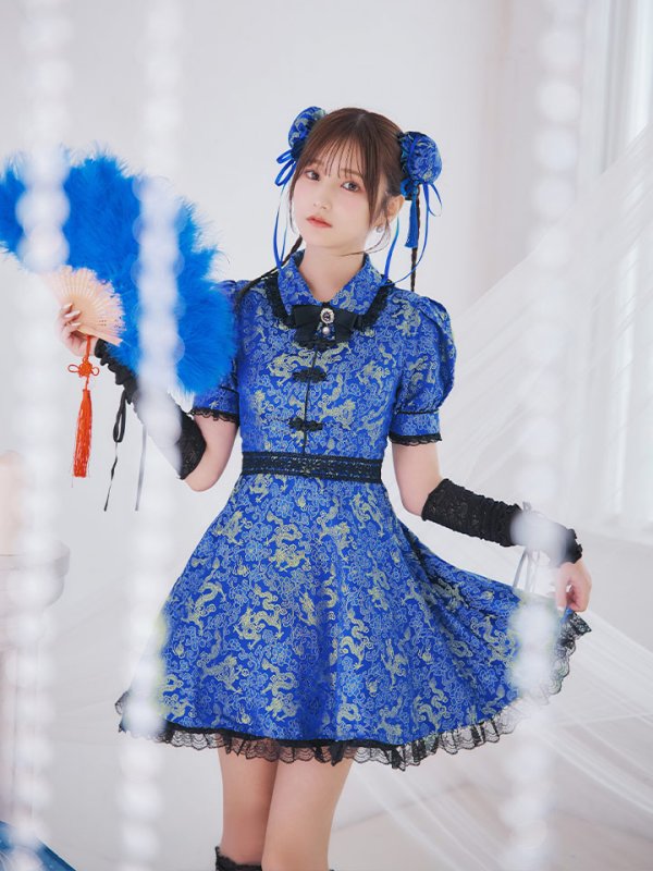 画像19: 【即日発送！】【ハロウィン】アームウォーマー付きフレアスカートチャイナ 【コスプレ5点セット】 【S-XLサイズ/２カラー】(SE01YN)[OF04] (19)