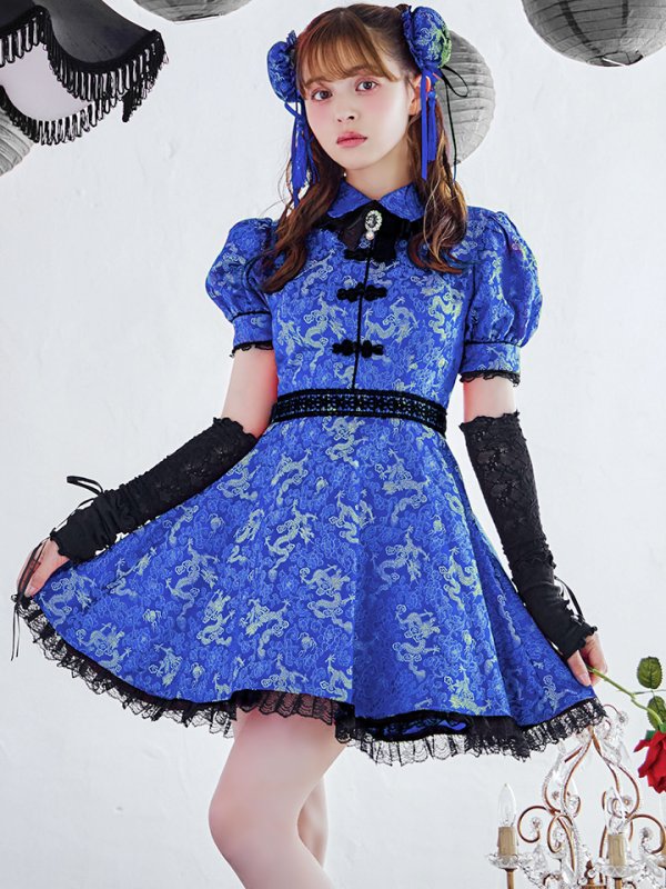 画像3: 【即日発送！】【ハロウィン】アームウォーマー付きフレアスカートチャイナ 【コスプレ5点セット】 【S-XLサイズ/２カラー】(SE01YN)[OF04] (3)