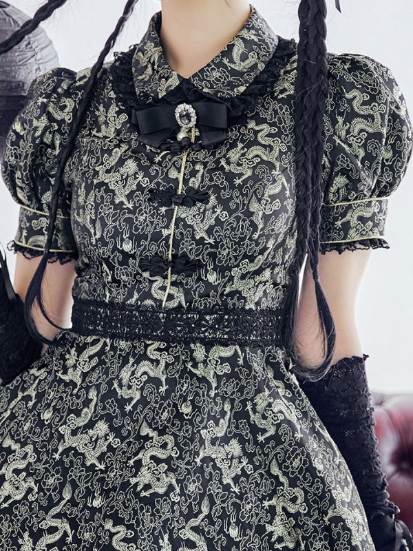 画像10: 【即日発送！】【ハロウィン】アームウォーマー付きフレアスカートチャイナ 【コスプレ5点セット】 【S-XLサイズ/２カラー】(SE01YN)[OF04] (10)