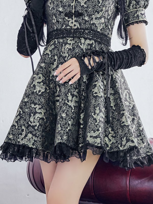 画像11: 【即日発送！】【ハロウィン】アームウォーマー付きフレアスカートチャイナ 【コスプレ5点セット】 【S-XLサイズ/２カラー】(SE01YN)[OF04] (11)