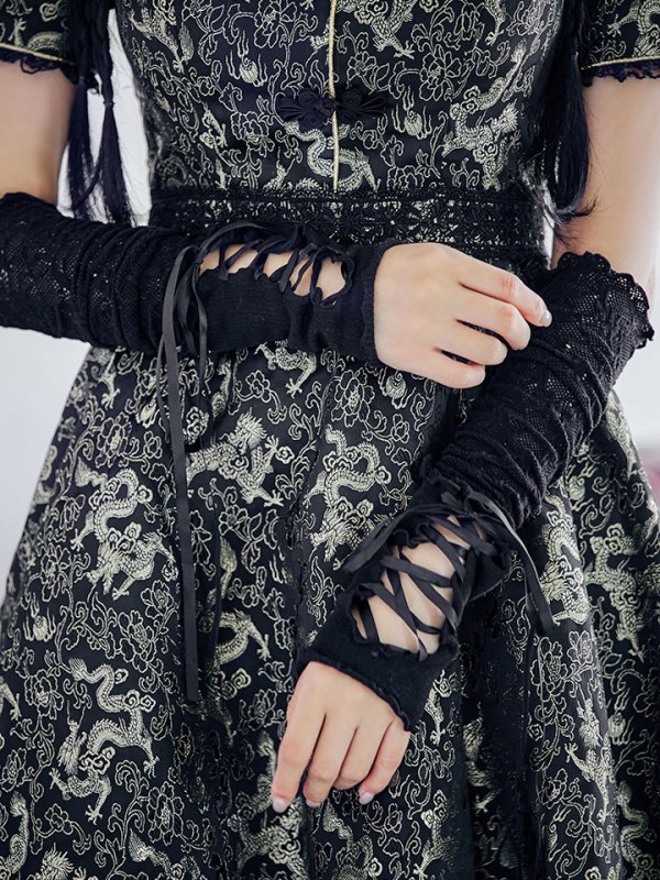 画像13: 【即日発送！】【ハロウィン】アームウォーマー付きフレアスカートチャイナ 【コスプレ5点セット】 【S-XLサイズ/２カラー】(SE01YN)[OF04] (13)