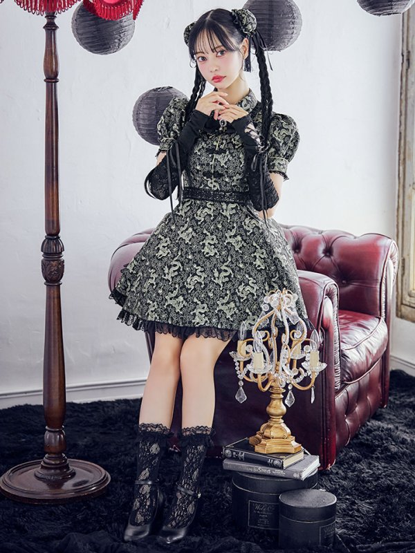 画像3: 【即日発送！】【ハロウィン】アームウォーマー付きフレアスカートチャイナ 【コスプレ5点セット】 【S-XLサイズ/２カラー】(SE01YN)[OF04] (3)