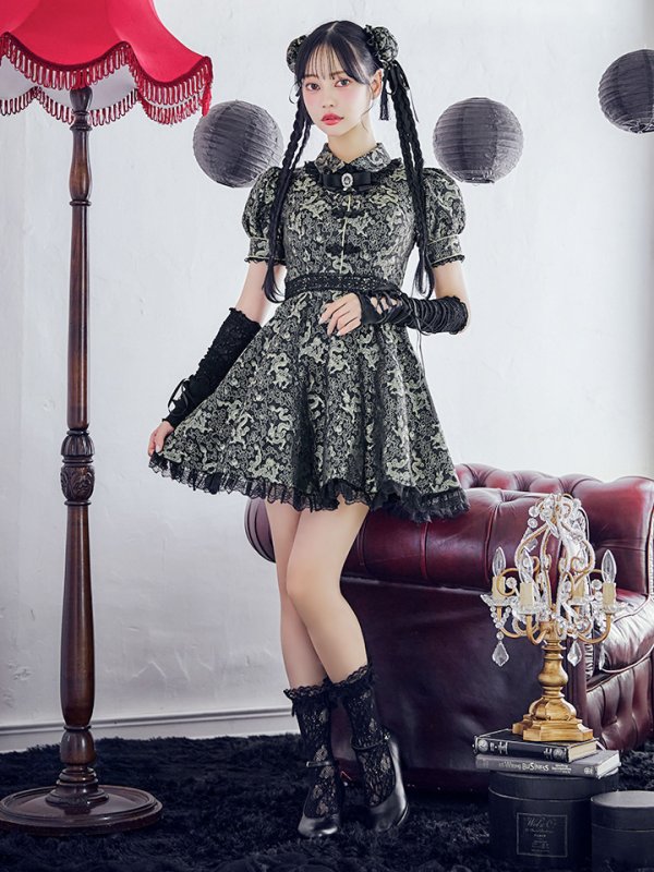 画像4: 【即日発送！】【ハロウィン】アームウォーマー付きフレアスカートチャイナ 【コスプレ5点セット】 【S-XLサイズ/２カラー】(SE01YN)[OF04] (4)