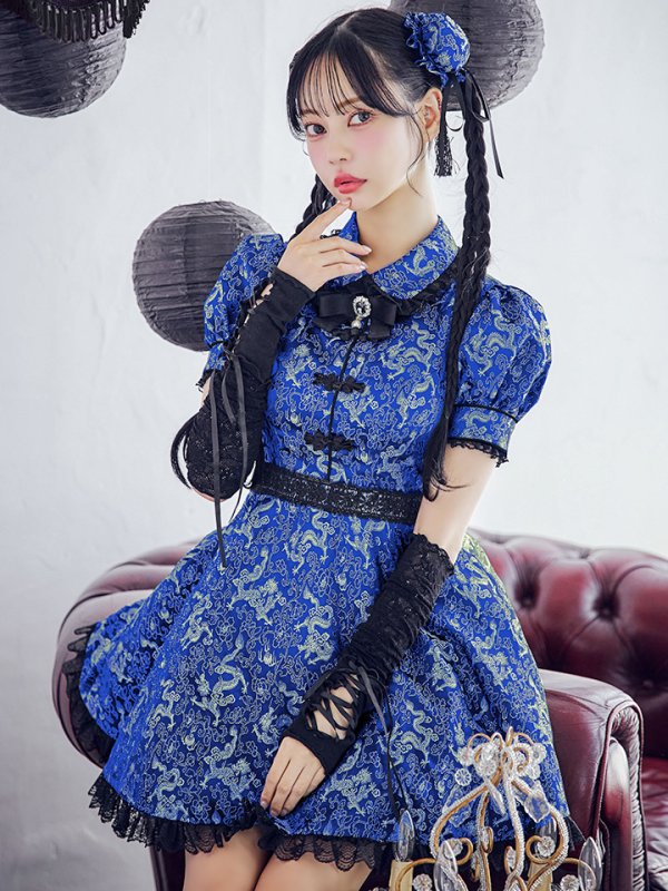 画像14: 【即日発送！】【ハロウィン】アームウォーマー付きフレアスカートチャイナ 【コスプレ5点セット】 【S-XLサイズ/２カラー】(SE01YN)[OF04] (14)