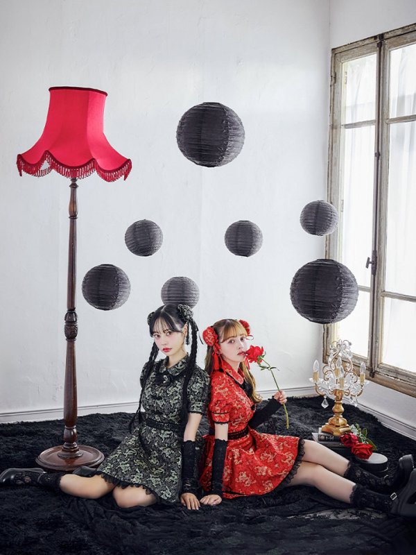 画像5: 【即日発送！】【ハロウィン】アームウォーマー付きフレアスカートチャイナ 【コスプレ5点セット】 【S-XLサイズ/２カラー】(SE01YN)[OF04] (5)