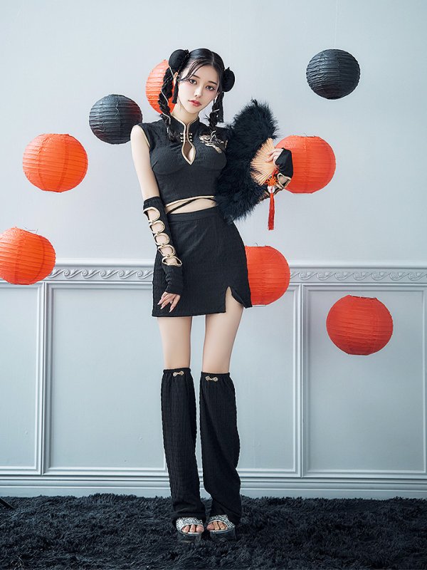 画像21: 【ハロウィン】ドラゴンプリントチャイナセットアップ 【コスプレ5点セット】【XS-Mサイズ/1カラー】ドラゴンプリントチャイナドレス 【コスプレ3点セット】【XS-Lサイズ/1カラー】(SE01YN)[OF01] (21)