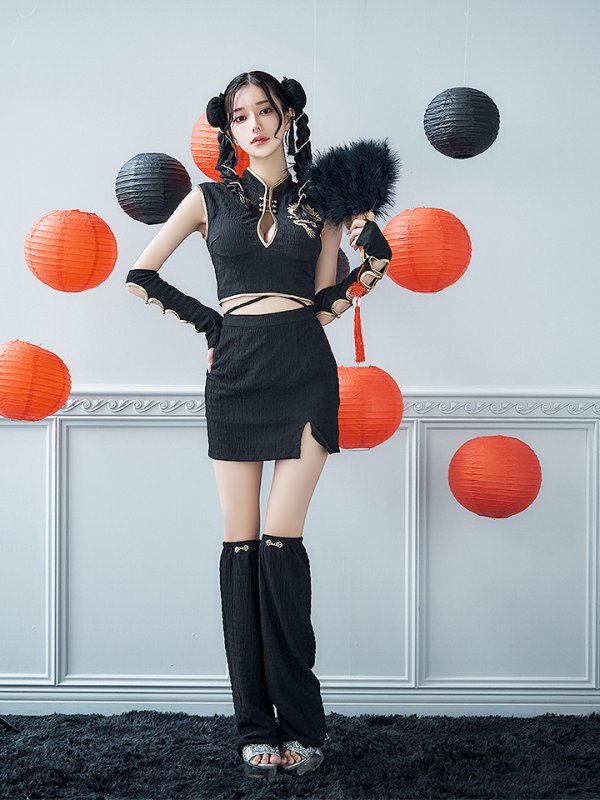 画像23: 【ハロウィン】ドラゴンプリントチャイナセットアップ 【コスプレ5点セット】【XS-Mサイズ/1カラー】ドラゴンプリントチャイナドレス 【コスプレ3点セット】【XS-Lサイズ/1カラー】(SE01YN)[OF01] (23)