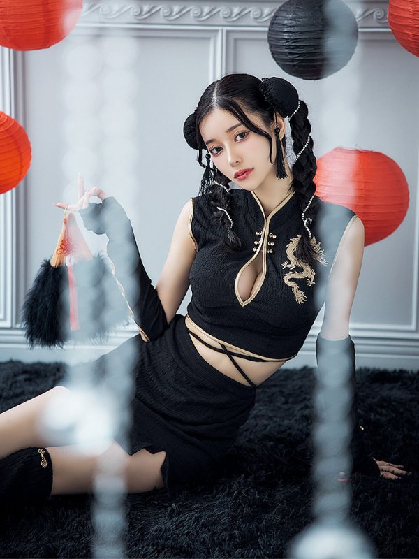 画像16: 【ハロウィン】ドラゴンプリントチャイナセットアップ 【コスプレ5点セット】【XS-Mサイズ/1カラー】ドラゴンプリントチャイナドレス 【コスプレ3点セット】【XS-Lサイズ/1カラー】(SE01YN)[OF01] (16)