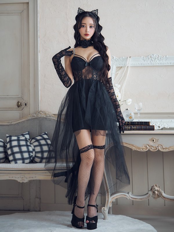 画像4: 【SALE!!】【即日発送！】【ハロウィン】チュールキャミワンピース 【コスプレ4点セット】【XS-Mサイズ/1カラー】[OF04] (4)