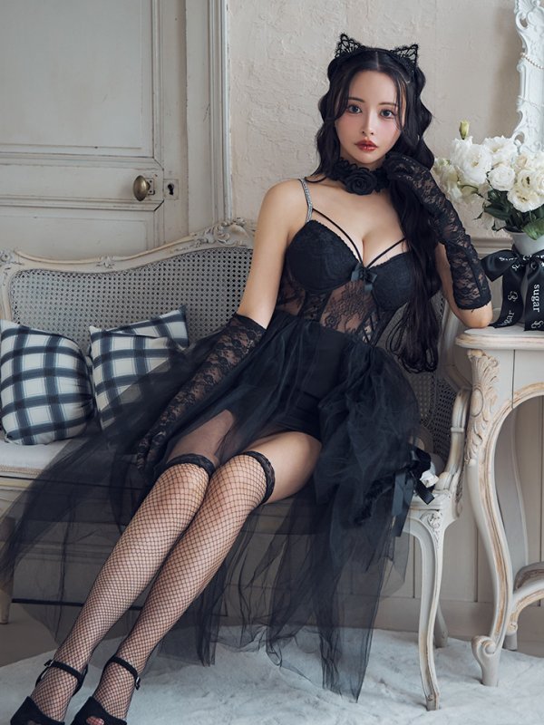 画像7: 【SALE!!】【即日発送！】【ハロウィン】チュールキャミワンピース 【コスプレ4点セット】【XS-Mサイズ/1カラー】[OF04] (7)