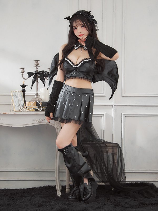画像10: 【即日発送！】【ハロウィン】【うづきふうかコラボ】 レザーデビルセットアップ 【コスプレ6点セット】 【XS-Mサイズ/1カラー】[HC03] (10)