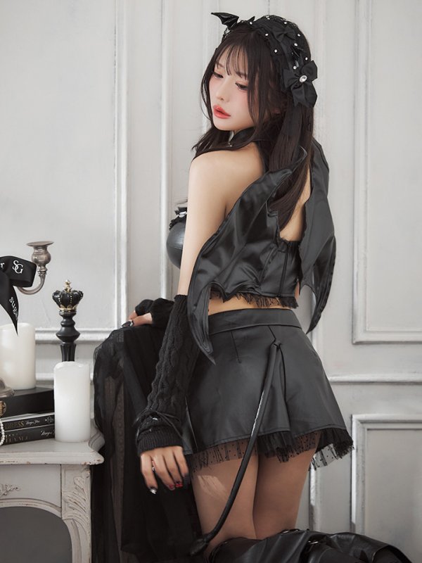 画像25: 【即日発送】【送料無料！】【ハロウィン】【うづきふうかコラボ】 レザーデビルセットアップ 【コスプレ6点セット】[HC03] (25)