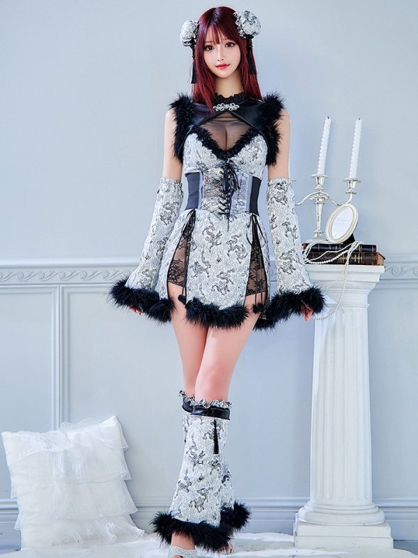 画像4: 【即日発送】【ハロウィン】【桜咲乃愛コラボ】チャイナオールインワン【コスプレ6点セット】【XS-Lサイズ/1カラー】(SE01YN)[OF01] (4)