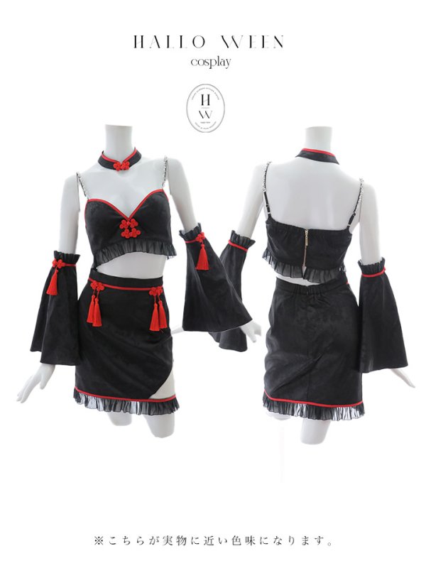 画像38: 【ハロウィン】ベルスリーブチャイナセットアップ 【コスプレ5点セット】【XS-Mサイズ/1カラー】オフショルチャイナワンピース 【コスプレ6点セット】 【XS-Lサイズ/3カラー】(SE01YN)[YMT] (38)