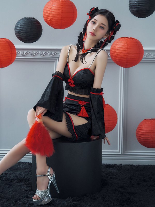 画像19: 【ハロウィン】ベルスリーブチャイナセットアップ 【コスプレ5点セット】【XS-Mサイズ/1カラー】オフショルチャイナワンピース 【コスプレ6点セット】 【XS-Lサイズ/3カラー】(SE01YN)[YMT] (19)