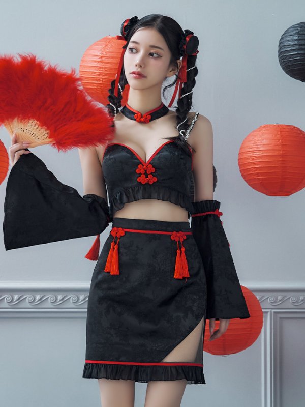 画像20: 【ハロウィン】ベルスリーブチャイナセットアップ 【コスプレ5点セット】【XS-Mサイズ/1カラー】オフショルチャイナワンピース 【コスプレ6点セット】 【XS-Lサイズ/3カラー】(SE01YN)[YMT] (20)