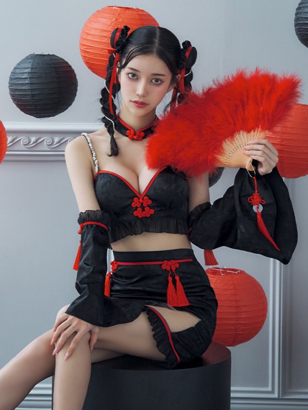 画像11: 【ハロウィン】ベルスリーブチャイナセットアップ 【コスプレ5点セット】【XS-Mサイズ/1カラー】オフショルチャイナワンピース 【コスプレ6点セット】 【XS-Lサイズ/3カラー】(SE01YN)[YMT] (11)