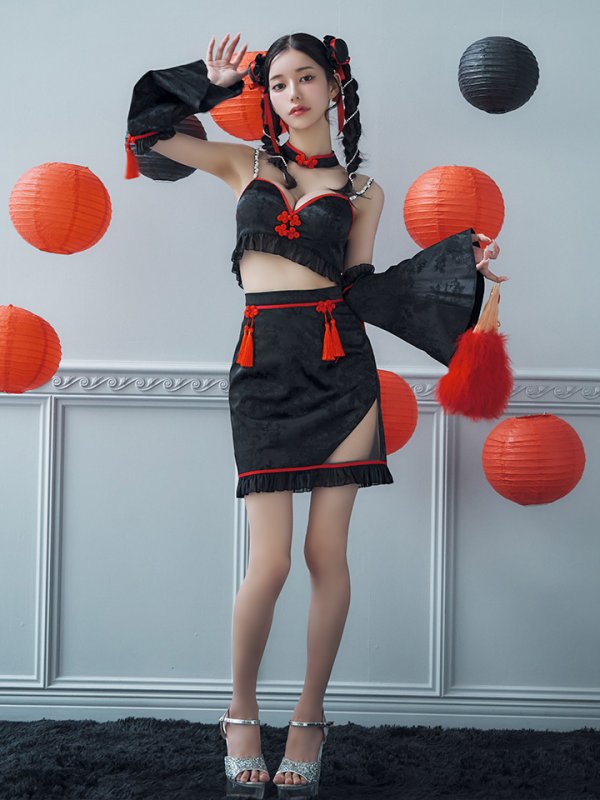 画像12: 【ハロウィン】ベルスリーブチャイナセットアップ 【コスプレ5点セット】【XS-Mサイズ/1カラー】オフショルチャイナワンピース 【コスプレ6点セット】 【XS-Lサイズ/3カラー】(SE01YN)[YMT] (12)