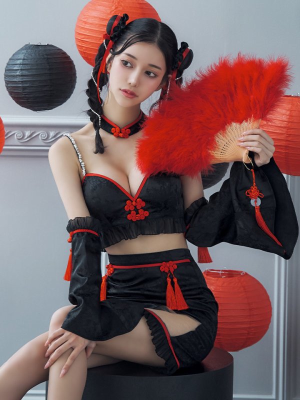 画像17: 【ハロウィン】ベルスリーブチャイナセットアップ 【コスプレ5点セット】【XS-Mサイズ/1カラー】オフショルチャイナワンピース 【コスプレ6点セット】 【XS-Lサイズ/3カラー】(SE01YN)[YMT] (17)