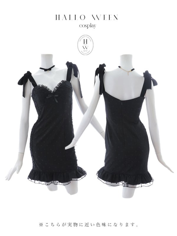 画像19: 【SALE!!】【ハロウィン】ドットレースベビードールワンピース 【コスプレ3点セット】【XS-Lサイズ/1カラー】[HC03] (19)