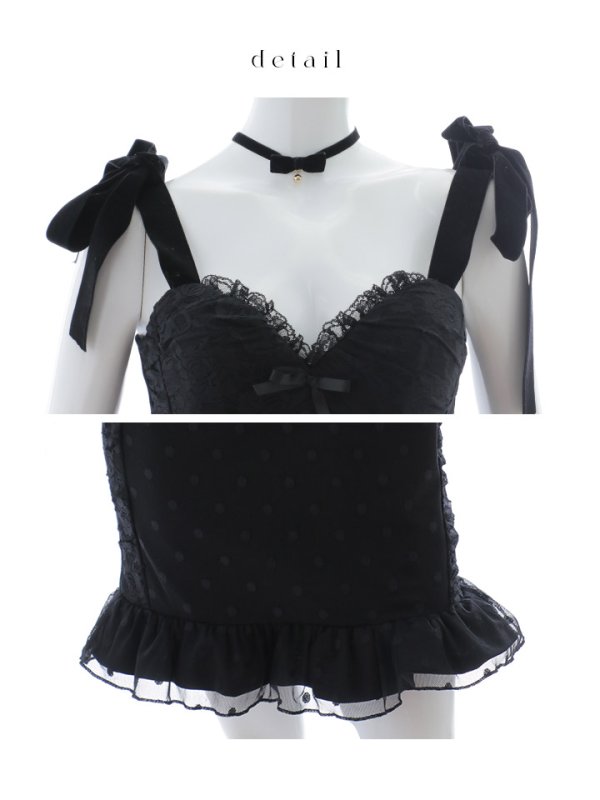 画像20: 【SALE!!】【ハロウィン】ドットレースベビードールワンピース 【コスプレ3点セット】【XS-Lサイズ/1カラー】[HC03] (20)