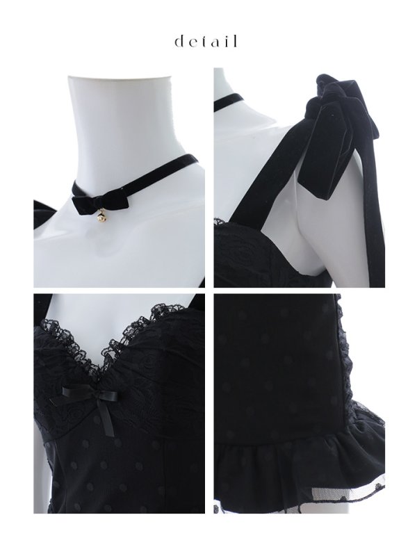 画像21: 【SALE!!】【ハロウィン】ドットレースベビードールワンピース 【コスプレ3点セット】【XS-Lサイズ/1カラー】[HC03] (21)