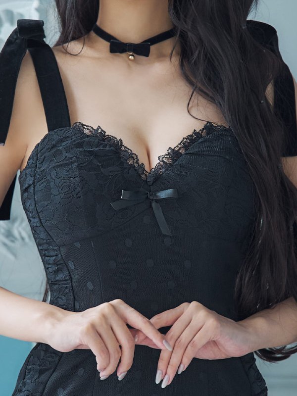 画像17: 【SALE!!】【ハロウィン】ドットレースベビードールワンピース 【コスプレ3点セット】【XS-Lサイズ/1カラー】[HC03] (17)