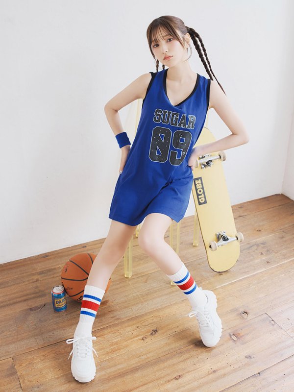 画像2: 【SALE!!】【即日発送！】【ハロウィン】バスケガール 【コスプレ3点セット】 【FREEサイズ/2カラー】[OF01] (2)