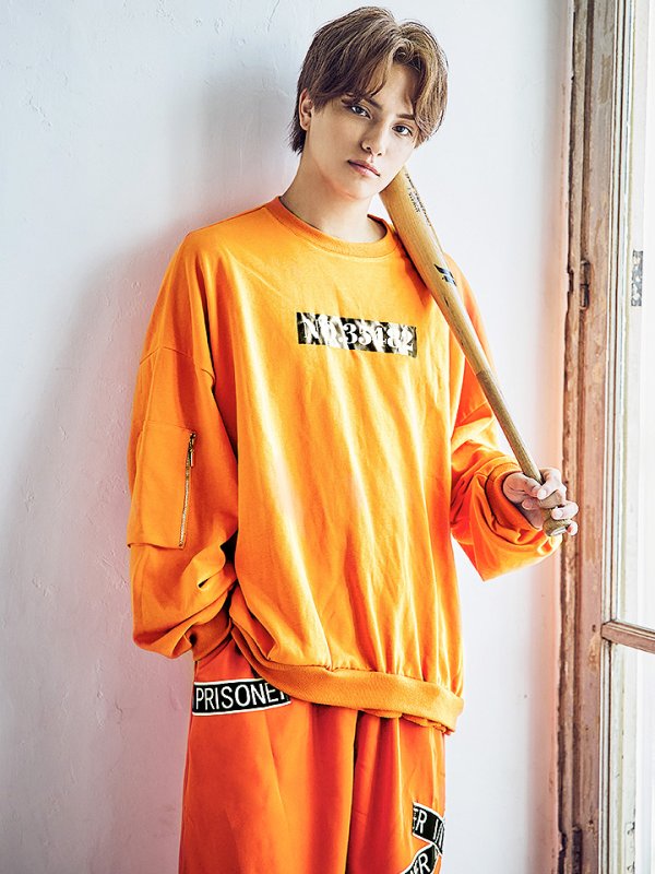 画像3: 【SALE!!】【即日発送！】【ハロウィン】 オレンジ囚人トレーナーセット 【コスプレ2点セット】【XXLサイズ/1カラー】(HC206-SV)[OF01] (3)
