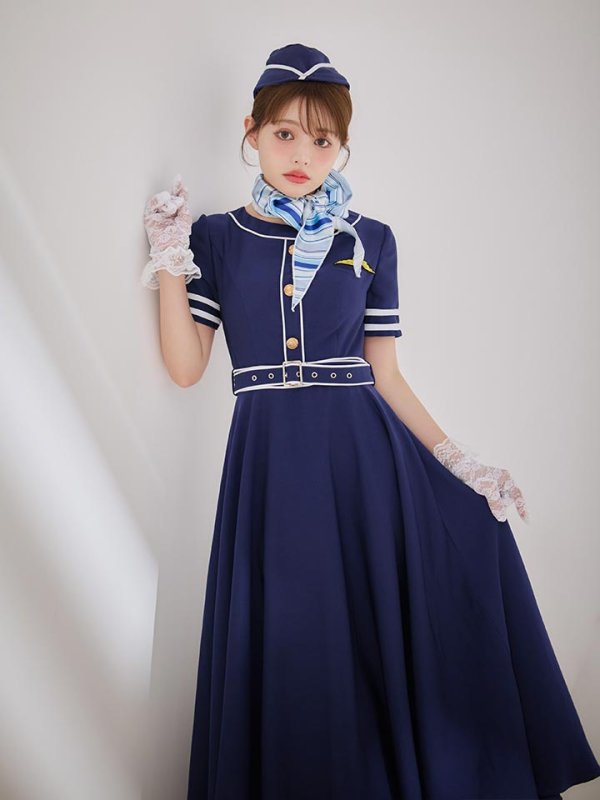 画像11: 【即日発送！】【ハロウィン】CAロングフレアワンピース 【コスプレ5点セット】 【S-XLサイズ/1カラー】[HC03] (11)