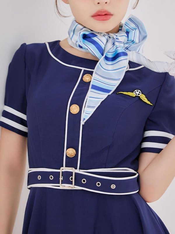 画像18: 【即日発送！】【ハロウィン】CAロングフレアワンピース 【コスプレ5点セット】 【S-XLサイズ/1カラー】[HC03] (18)