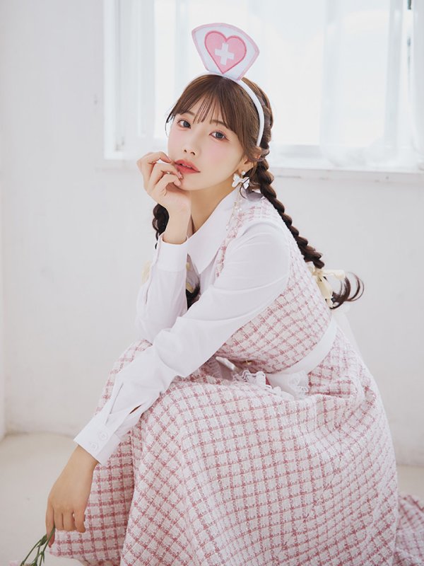 画像12: 【SALE!!】【即日発送！】【ハロウィン】ナースツイードロングフレア 【コスプレ3点セット】 【S-XLサイズ/1カラー】(CH02)[OF01] (12)