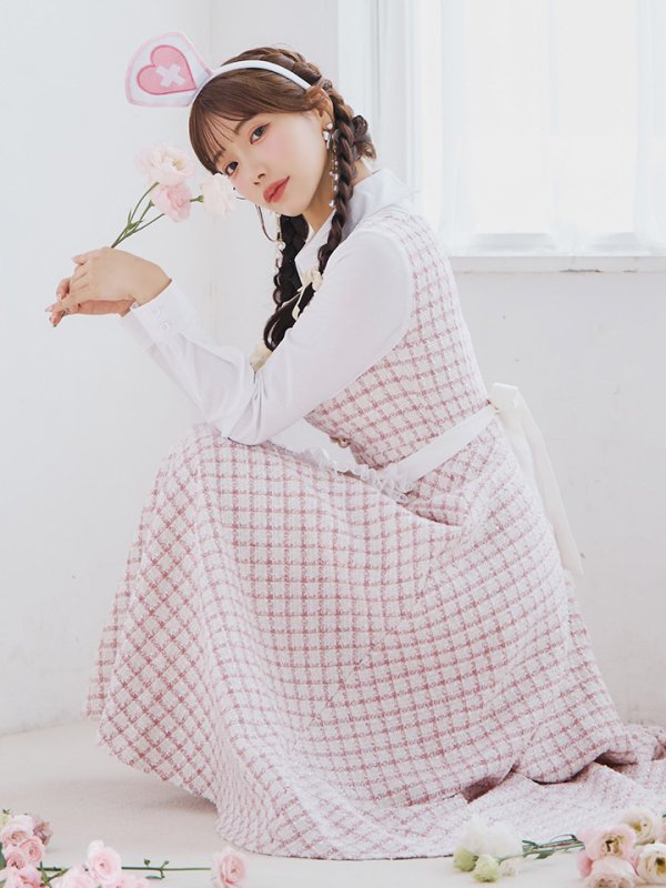 画像3: 【SALE!!】【即日発送！】【ハロウィン】ナースツイードロングフレア 【コスプレ3点セット】 【S-XLサイズ/1カラー】(CH02)[OF01] (3)