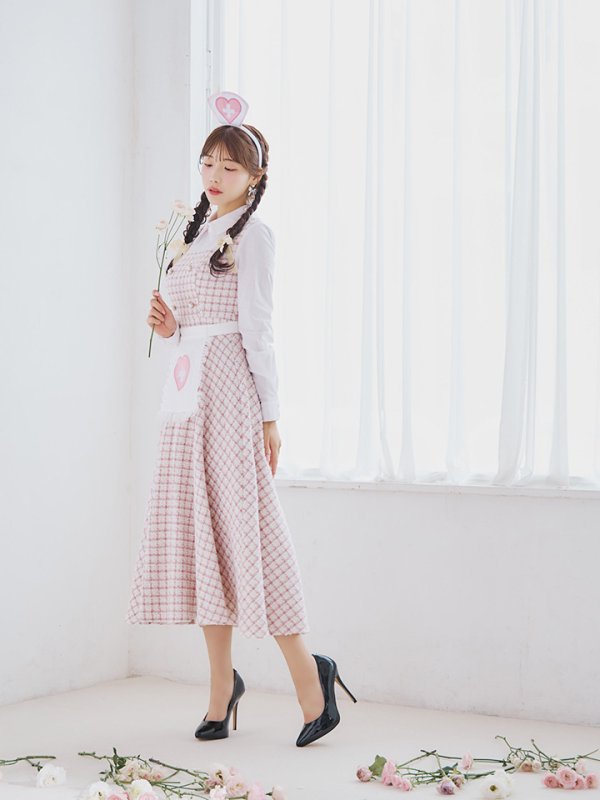 画像7: 【SALE!!】【即日発送！】【ハロウィン】ナースツイードロングフレア 【コスプレ3点セット】 【S-XLサイズ/1カラー】(CH02)[OF01] (7)