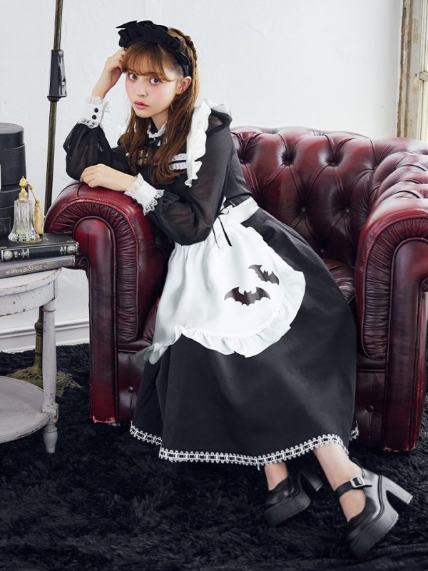 画像14: 【SALE!!】【即日発送！】【ハロウィン】クラシックメイドロングワンピース 【コスプレ3点セット】【S-XLサイズ/1カラー】[OF01] (14)