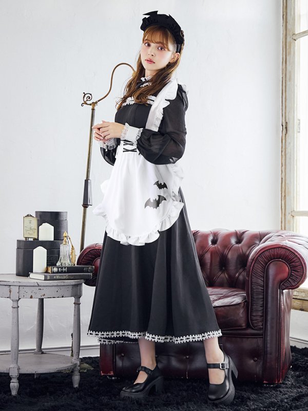画像9: 【SALE!!】【即日発送！】【ハロウィン】クラシックメイドロングワンピース 【コスプレ3点セット】【S-XLサイズ/1カラー】[OF01] (9)