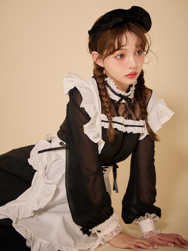 画像12: 【SALE!!】【即日発送】【ハロウィン】クラシックメイドロングワンピース【コスプレ3点セット】【S-XLサイズ/1カラー】[HC03] (12)