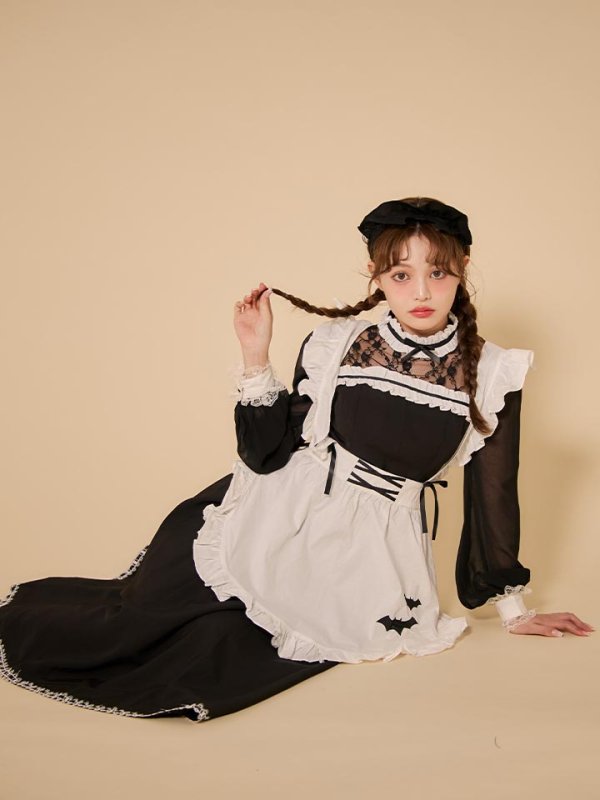 画像6: 【SALE!!】【即日発送】【ハロウィン】クラシックメイドロングワンピース【コスプレ3点セット】【S-XLサイズ/1カラー】[HC03] (6)