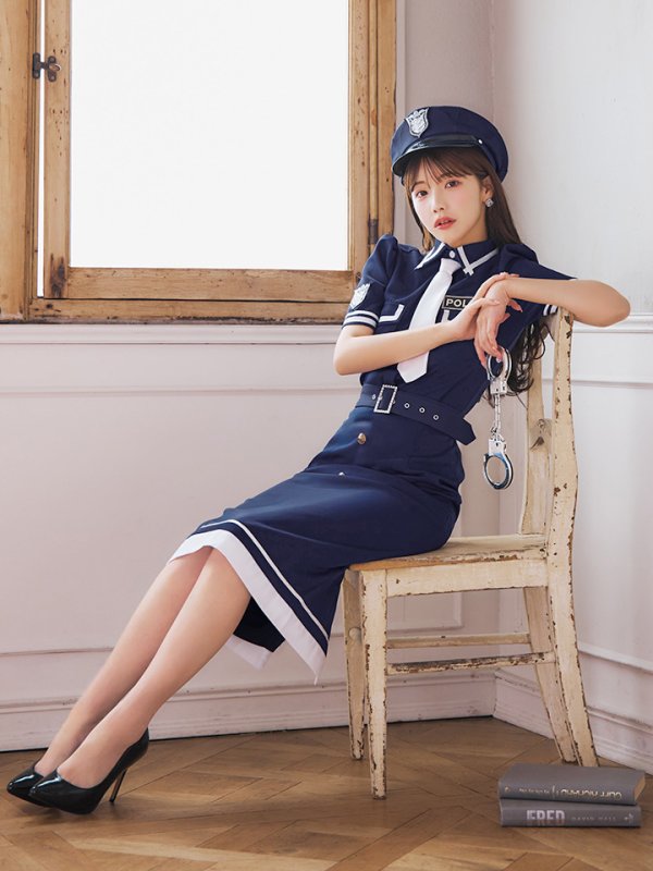 画像8: 【即日発送！】【ハロウィン】ポリスタイトロング 【コスプレ5点セット】 【S-Lサイズ/1カラー】[YMT-B] (8)