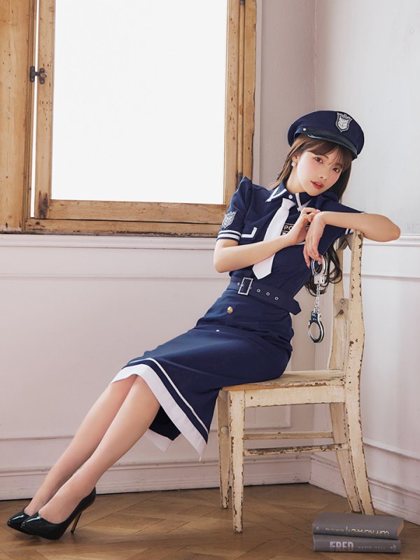 画像9: 【即日発送！】【ハロウィン】ポリスタイトロング 【コスプレ5点セット】 【S-Lサイズ/1カラー】[YMT-B] (9)