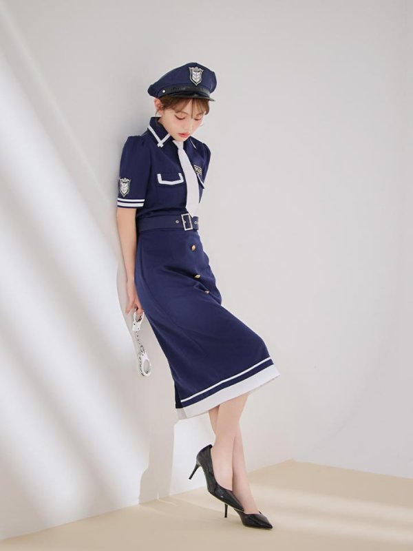 画像11: 【SALE!!】【即日発送！】【ハロウィン】ポリスタイトロング 【コスプレ5点セット】 【S-Lサイズ/1カラー】[HC03-B] (11)