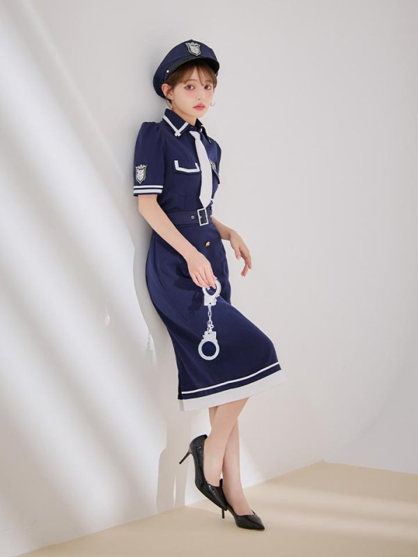 画像14: 【SALE!!】【即日発送！】【ハロウィン】ポリスタイトロング 【コスプレ5点セット】 【S-Lサイズ/1カラー】[HC03-B] (14)