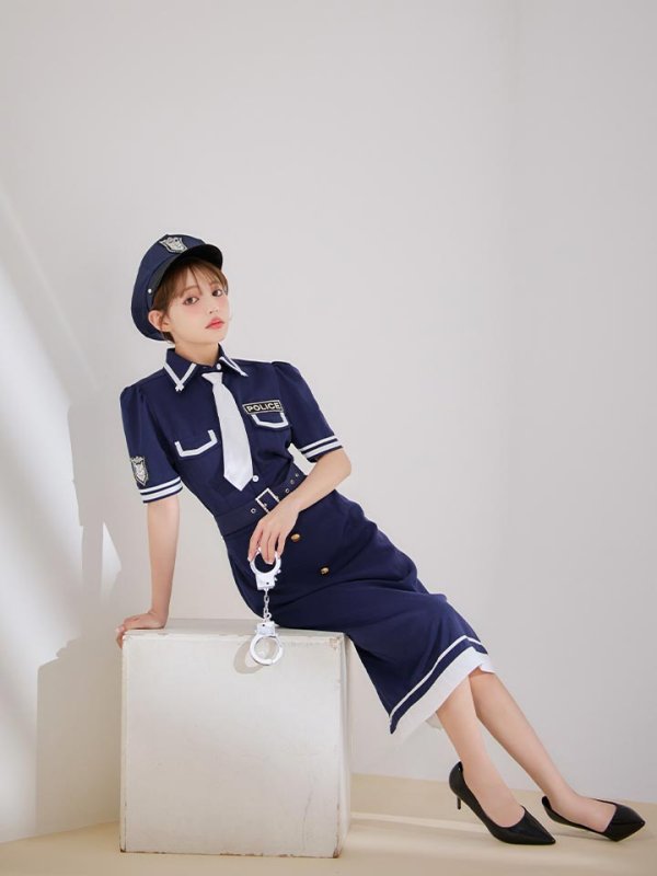 画像15: 【SALE!!】【即日発送！】【ハロウィン】ポリスタイトロング 【コスプレ5点セット】 【S-Lサイズ/1カラー】[HC03-B] (15)