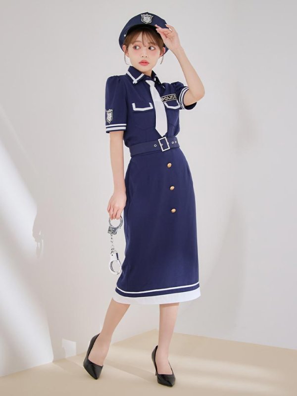 画像18: 【SALE!!】【即日発送！】【ハロウィン】ポリスタイトロング 【コスプレ5点セット】 【S-Lサイズ/1カラー】[HC03-B] (18)